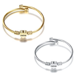 Fashion Heart Charm Bangle With Initial Alphabet Letter Engrave High Quality Women Jewelry Cuff Bangles For Party Gift