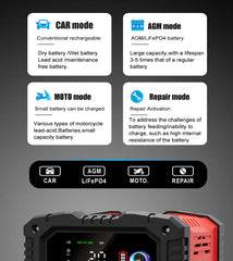 Battery Charger 12V/24V Smart Charger Lithium AGM GEL Lead-Acid LiFePO4 Battery Chargers