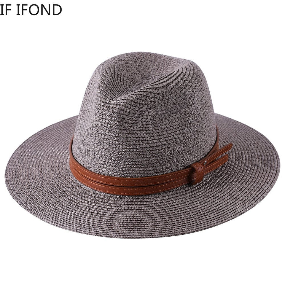 56-58-59-60CM New Natural Panama Soft Shaped Straw Hat Summer Women/Men Wide Brim Beach Sun Cap UV Protection Fedora Hat
