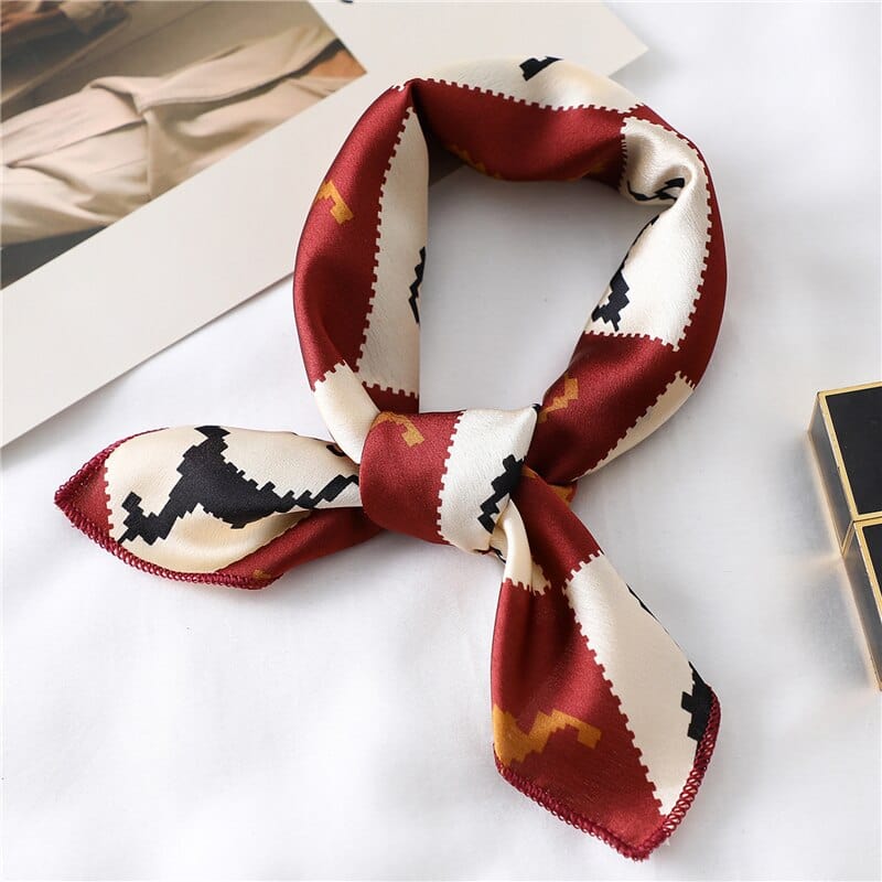 2022 New Women Silk Scarf Square Foulard Lady's Neck Hair Scarves Design Printed Head Kerchief Fashion Girl  Scarfs