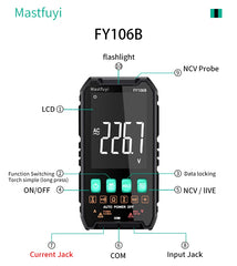 Mini Digital Multimeter Smart Electrician Tester For DC/AC Voltage Capacitance Ohm Hz NCV Professional Multitester