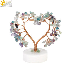 7 Chakras Natural Crystal Money Tree with Agate Slices Love Heart Lucky Tree for Life Fengshui Home Decor Wealth and Luck G831