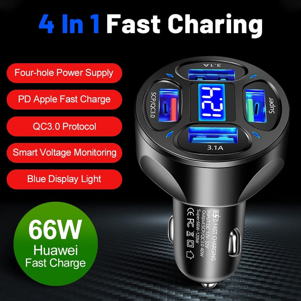 AIXXCO 3 Ports USB Car Charger 12V Quick Charge 3.0 Fast Car Cigarette Lighter For Samsung Huawei Xiaomi iphone Charger QC 3.0