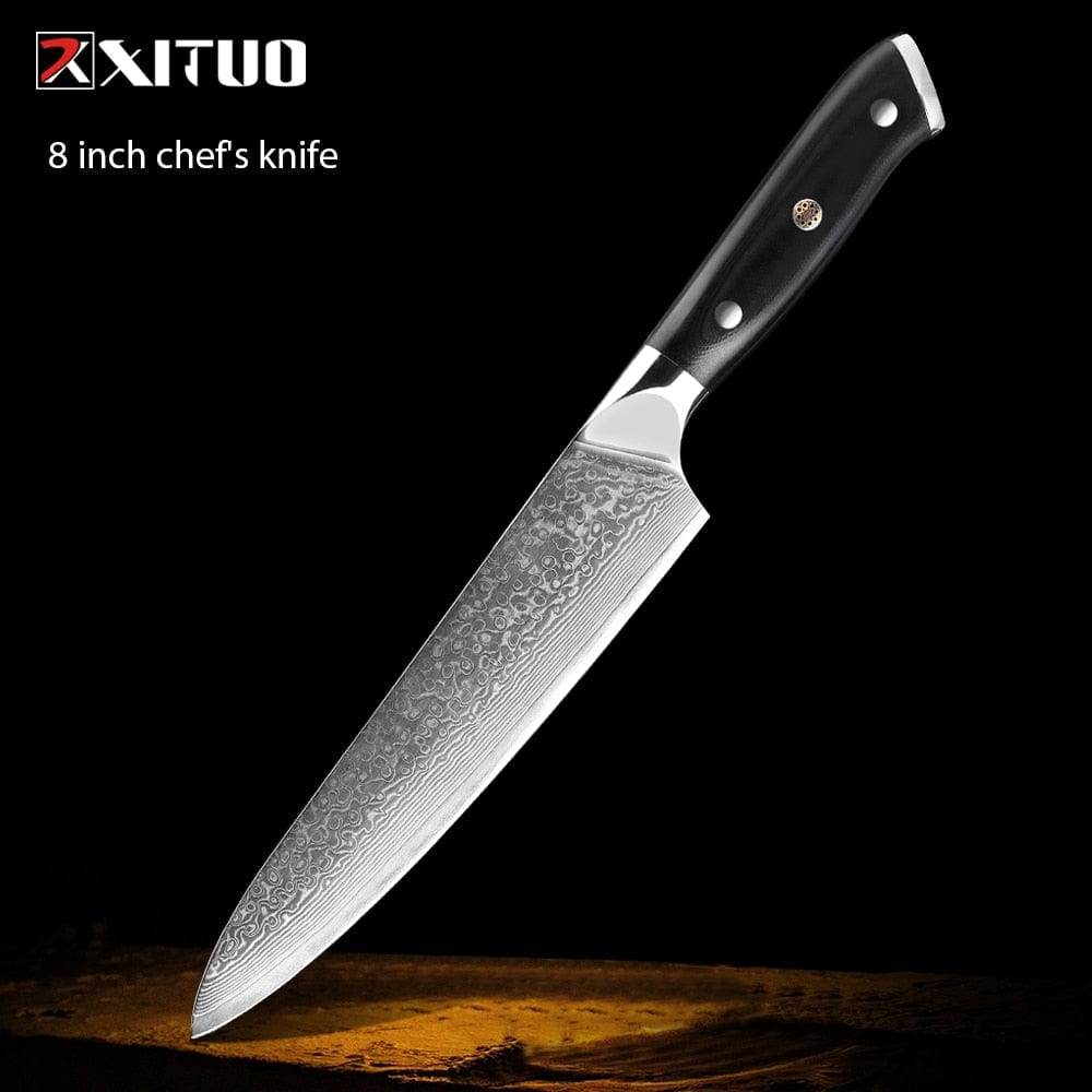 XITUO Damascus kitchen Knife 1-9PC 67 layers Japan Damascus steel Chef knife Sharp Sankotu Cleaver Boning Paring knife G10 handl - Wowza