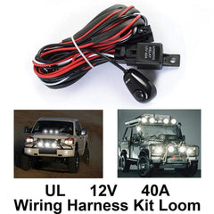 40A Car Light Wire 12v Set High Power One-Drive-Two Car Lamp Wire PureCopper Wire Group Car Spotlights Switch Wiring Group