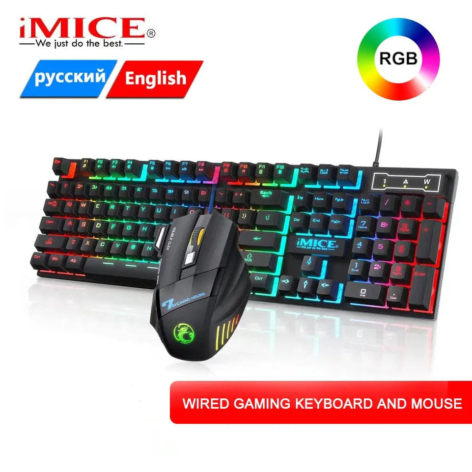 RGB Gaming keyboard Gamer keyboard and Mouse Set With Backlight USB 104 keycaps Wired Ergonomic Keyboard For PC Laptop