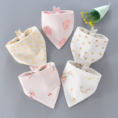 5Pcs/Set Baby Bibs Triangle Double Cotton Bandana Bibs Baby Boys Girls Babador Feeding Smock Infant Burp Cloth Baby Saliva Towel