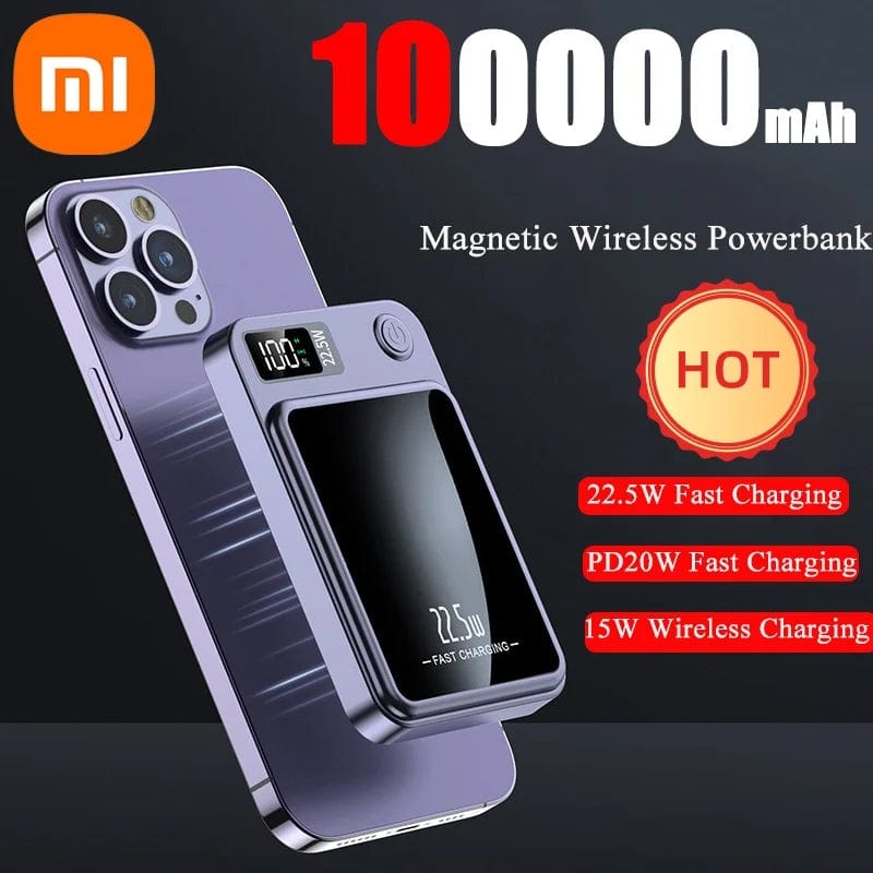 100000mAh Wireless Magnetic Power Bank Magsafe 50000mAh Wireless Fast Charging Thin Portable Waterproof