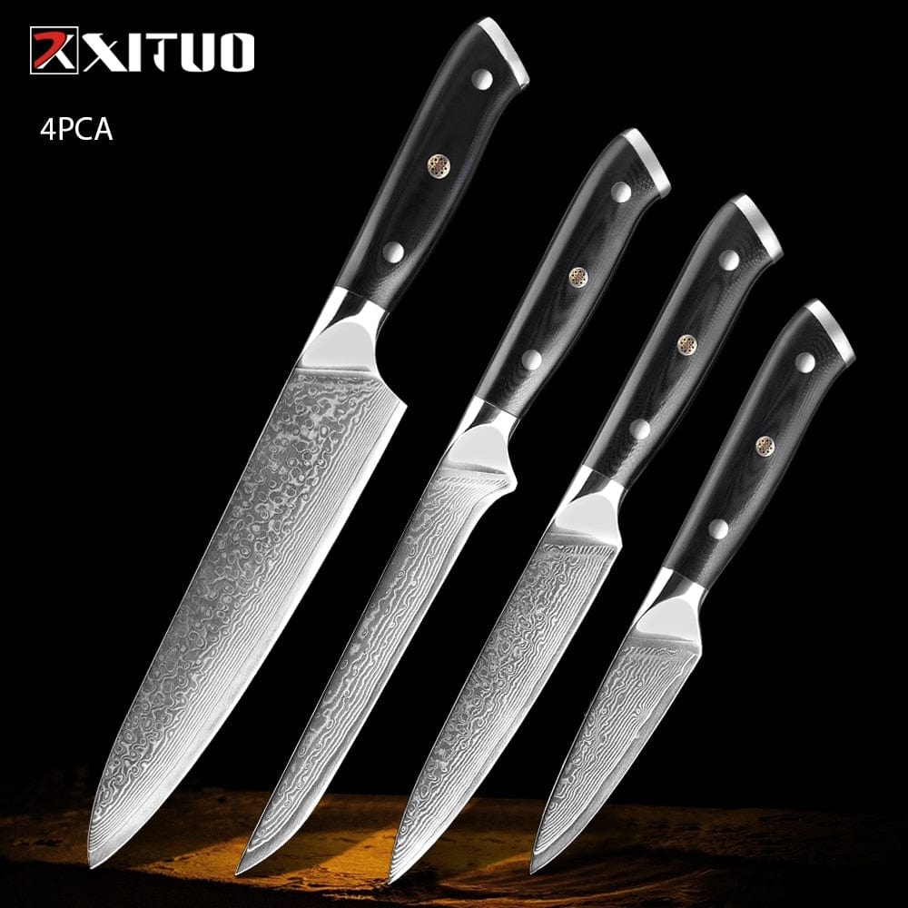 XITUO Damascus kitchen Knife 1-9PC 67 layers Japan Damascus steel Chef knife Sharp Sankotu Cleaver Boning Paring knife G10 handl - Wowza