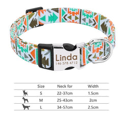 Customized Printed Pet Collar Nylon Dog Collar Personalized Free Engraved Puppy ID Name Collar for Small Medium Large Dogs Pug - Wowza