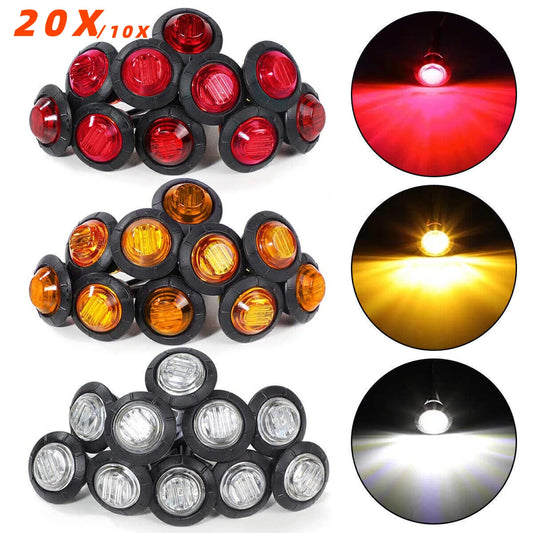 3/4" LED Side Marker Lights Clearance Front Rear  Indicators Light for Truck Car Bus Trailer Van Caravan Boat Taillight