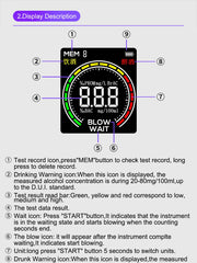 Alcohol Tester Rechargeable Digital Breath Tester Breathalyser Gas Alcohol Detector for Personal & Professional Use