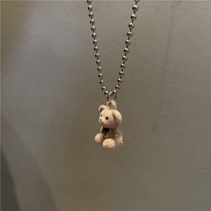 2021 Trendy Flocking Bear Pendant Necklaces For Women Men Couple Lovers Popular Animal Pendant Necklace Fashion Jewelry Gifts