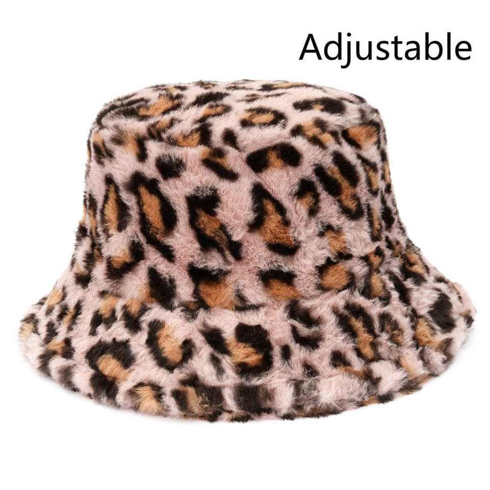 Winter Cow Leopard Faux Fur Fluffy Bucket Hats Women Outdoor Warm Sun Hat Soft Velvet Furry Fisherman Cap Girl Fashion Panama