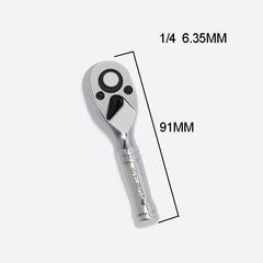 72 Teeth Quick Socket Mini Ratchet Wrench Spanner 1/4 3/8 1/2 Big Medium and Small Fly Two-way Horns Short Handle Repair Tool