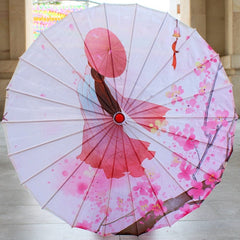 Silk Cloth Women Umbrella Japanese Cherry Blossoms Ancient Dance Umbrella Decorative Umbrella Chinese Style Oil Paper Umbrella