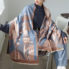 Luxury Horse Print Scarf Women Cashmere Winter Warm Scarves Brand Pashmina Shawls Lady Wraps Bufanda Thick Bandana