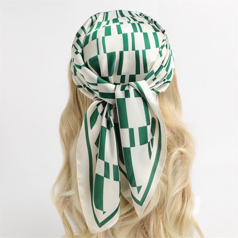 Female Silk Neck Scarf Letter D Print Square Hair Scarves Foulard Head Band Shawls And Wraps Neckerchief Bandana 70*70cm