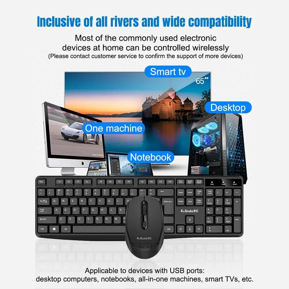 Wireless Keyboard and Mouse Combo Full-Sized 2.4GHz USB Wireless Keyboard and Wireless Optical Mouse for Mac Laptop Desktop PC