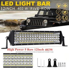 12inch 88LED 402W 5 rows LED Work Light Bar Spotlight Flood 12V 24V Offroad LED Light Bar For Truck Offroad 4X4 4WD Car SUV ATV