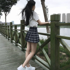 Harajuku 0Women Pleat Skirt 0Preppy Style Plaid 0Mini Cute Japanese School Uniforms Ladies Jupe Kawaii