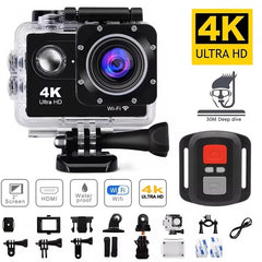 Action Camera Ultra HD 4K/30fps WiFi 2.0-inch 170D Underwater Waterproof Helmet Video Recording Cameras Sport Cam