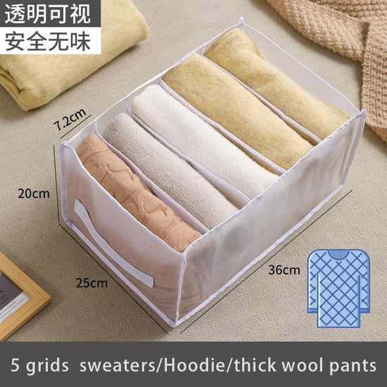 Jeans Compartment Storage Box Closet Clothes Drawer Mesh Separation Box Stacking Pants Drawer Divider Can Washed Home Organizer - Wowza