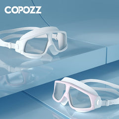 COPOZZ Swimming Goggles Comfortable Silicone Large Frame Swim Glasses Anti-Fog UV Men Women Swim Mask Waterproof