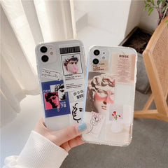 Fashion Funny Vintage Label David Transparent Phone Case For iPhone 12 11 Pro X XS MAX XR SE20 7 8Plus Soft Silicone Cover Coque