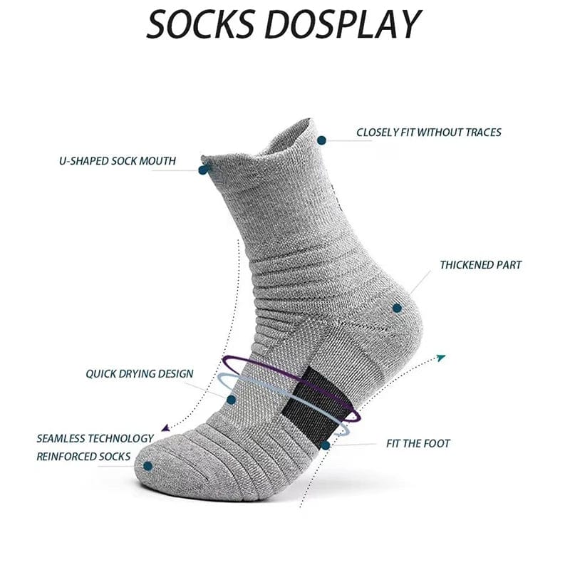 3pairs/Lot Men's Socks Compression Stockings Breathable Basketball Sports Cycling Socks Moisture Wicking High Elastic Tube Socks