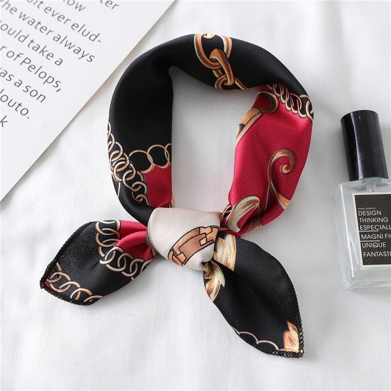 Women Small Satin Silk Scarf Square Print Wrap Foulard Femme Handkerchief Bandana Neck Hair Skinny Tie Scarves Shawls