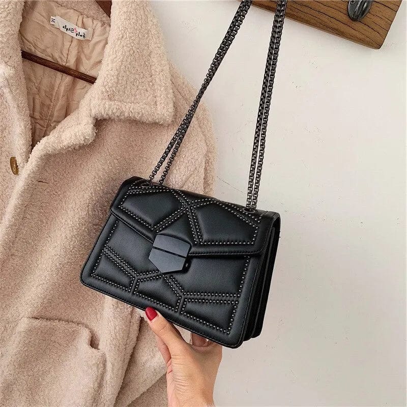 Vintage Rivet Chain Small Shoulder Bags For Women Flap PU Leather Fashion Small Square Crossbody Bag Designer Handbag