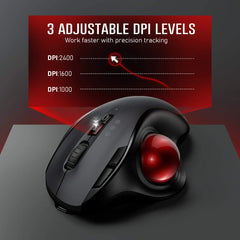 Trackball Wireless Mouse Rechargeable Bluetooth 2.4G USB Mouse Ergonomic Mice for Computer Android Windows 3 Adjustable DPI