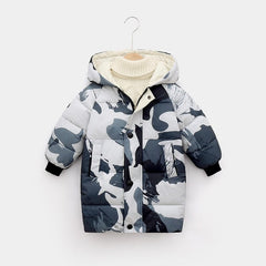 Children's Down Coat Winter Teenage Baby Boys Girls Cotton-padded Parka & Coats Thicken Warm Long Jackets Toddler Kids Outerwear