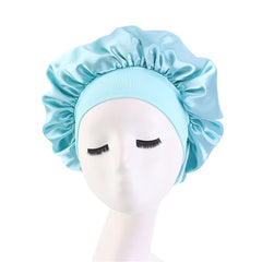 Newly Women's Satin Solid Sleeping Hat Night  Hair Care Bonnet Nightcap For Women Men Unisex Cap