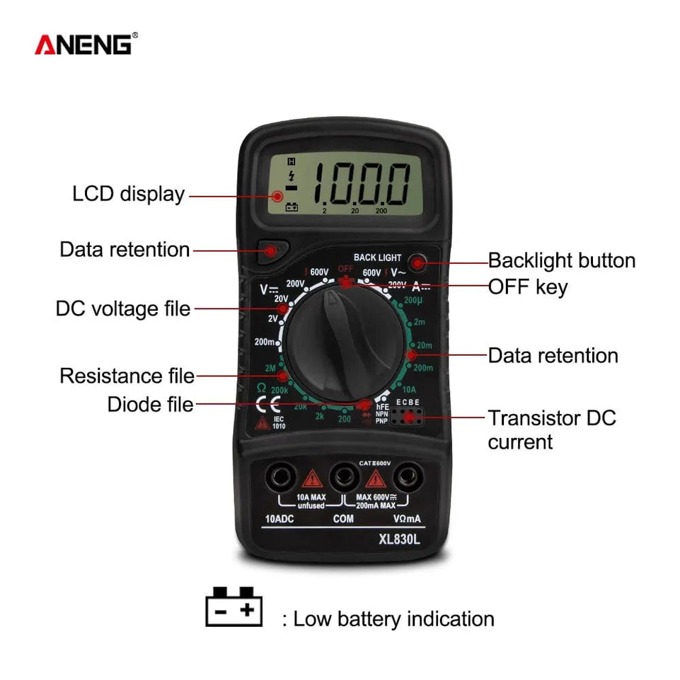 ANENG XL830L Digital Multimeter Esr Meter Testers Automotive Electrical Dmm Transistor Peak Tester Meter Capacitance Meter