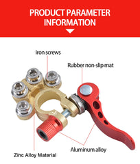 Car Battery Terminals 1 Pair 12V 24V  Top Post Wire Cable Clamp Quick Release Terminal Connectors Copper Clip Screw Auto Parts