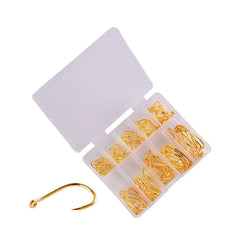 Fishing Hooks Set 100Pcs Box 10 Series High Carbon Steel Single Circle Fishing Hook Fly Fishing Jip Barbed Carp Hooks