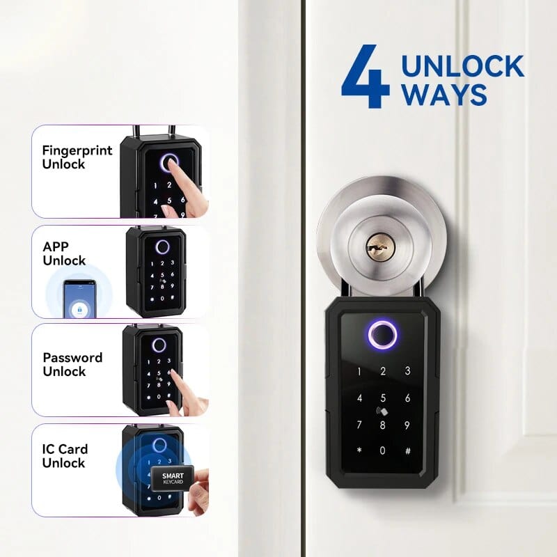 Smart Lock keybox App Controlled Wifi Electronic Lockbox Real Estate Wall Mount Keybox With Code Fingerprint Card App