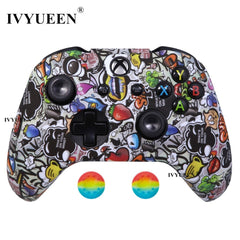 IVYUEEN Silicone Protective Skin Case for XBox One X S Controller Protector Water Transfer Printing Camouflage Cover Grips Caps