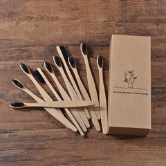 New Design Mixed Color Bamboo Toothbrush Eco Friendly Wooden Tooth Brush Soft Bristle Tip Charcoal Adults Oral Care Toothbrush