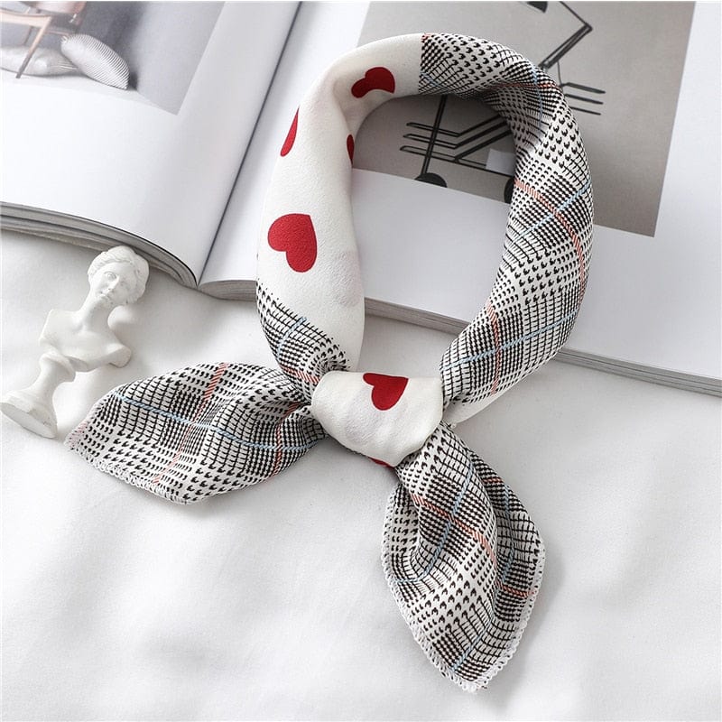 Women Small Satin Silk Scarf Square Print Wrap Foulard Femme Handkerchief Bandana Neck Hair Skinny Tie Scarves Shawls