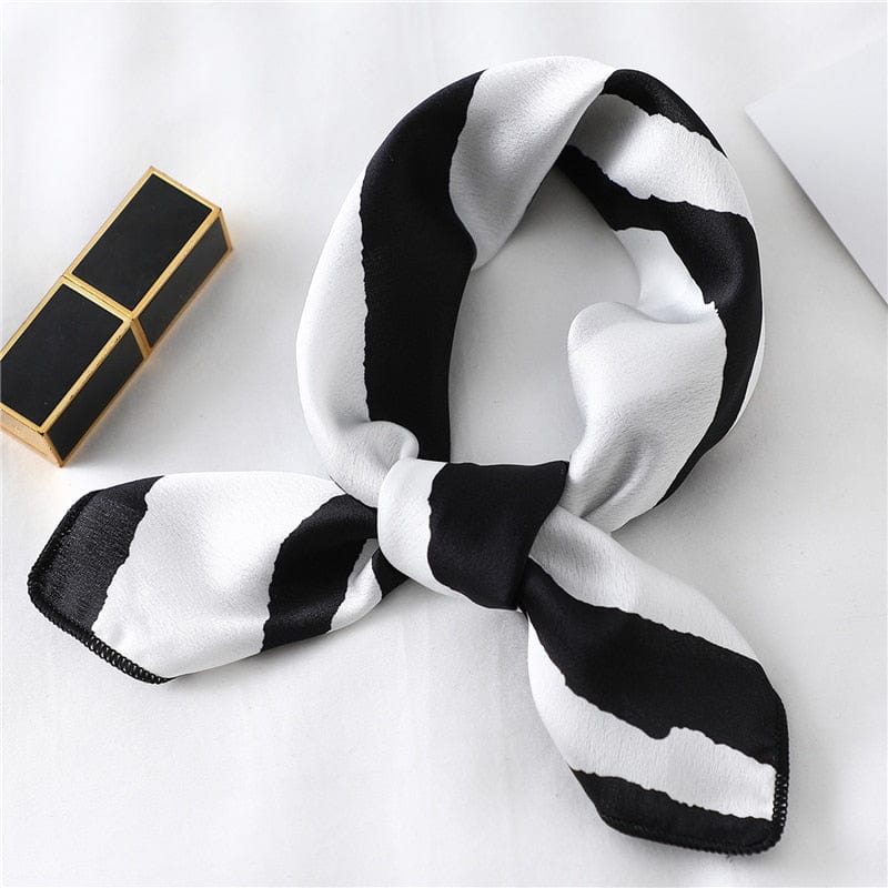 Women Small Satin Silk Scarf Square Print Wrap Foulard Femme Handkerchief Bandana Neck Hair Skinny Tie Scarves Shawls