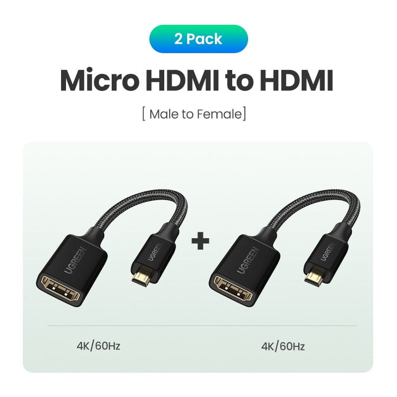 UGREEN  Micro HDMI-Compatible Adapter 4K /60Hz Micro  Male to   Female Cable Connector Converter for Raspberry Pi 4 GoPro Micro