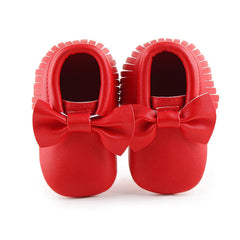 Baby Shoes Newborn Infant Boy Girl First Walker PU Sofe Sole Princess Bowknot Fringe Toddler Baby Crib Shoes Casual Moccasins