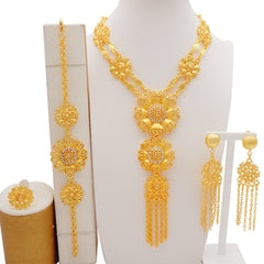 Dubai Jewelry Sets Gold Color Necklace & Earring Set For Women African France Wedding Party Jewelery Ethiopia Bridal Gifts