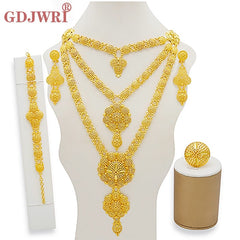 Dubai Jewelry Sets Gold Color Necklace & Earring Set For Women African France Wedding Party Jewelery Ethiopia Bridal Gifts