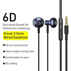 Baseus H19 Earphone Stereo Headset In-Ear Earbuds 3.5mm Jack Wire Earphone With Mic for iPhone 6s Xiaomi Samsung fone de ouvido