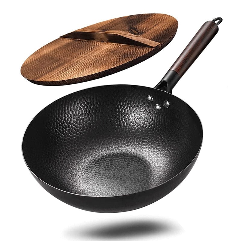 High Quality Iron Wok Traditional Handmade Iron Wok Non-stick Pan Non-coating Gas Cooker Cookware - Wowza