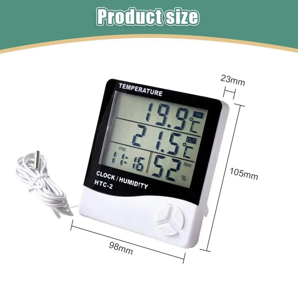 LCD Thermometer Electronic Digital Temperature Humidity Meter Indoor Outdoor  Hygrometer Weather Station Clock HTC-1 HTC-2